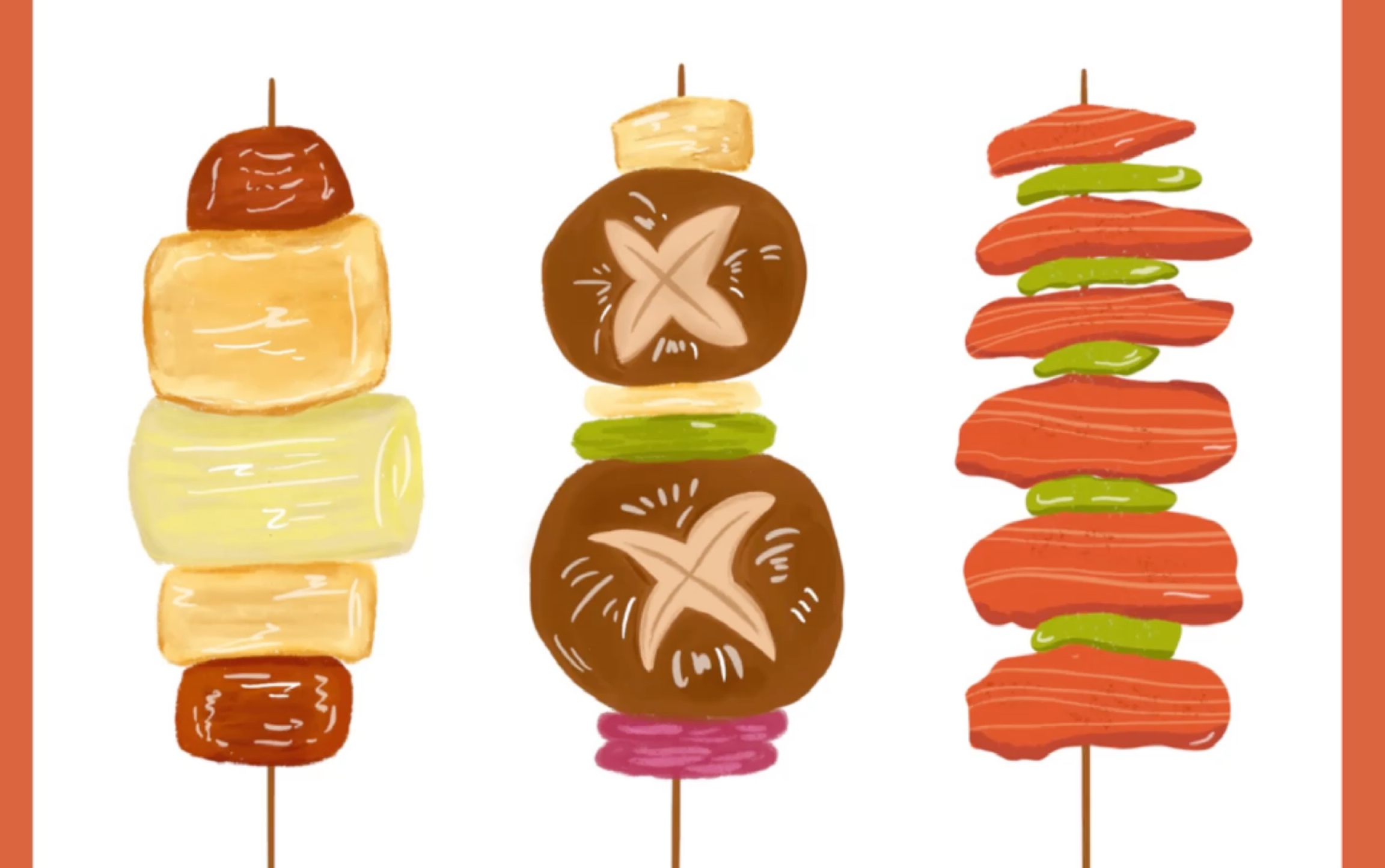 ipad插画 可爱卡通烧烤procreate绘画教程初学者绘画过程板绘美食