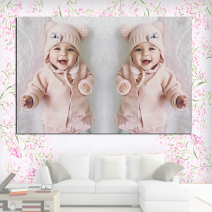 萌娃漂亮可爱双胞胎孕妇备孕胎教大图片墙贴画女宝宝海报l照片画