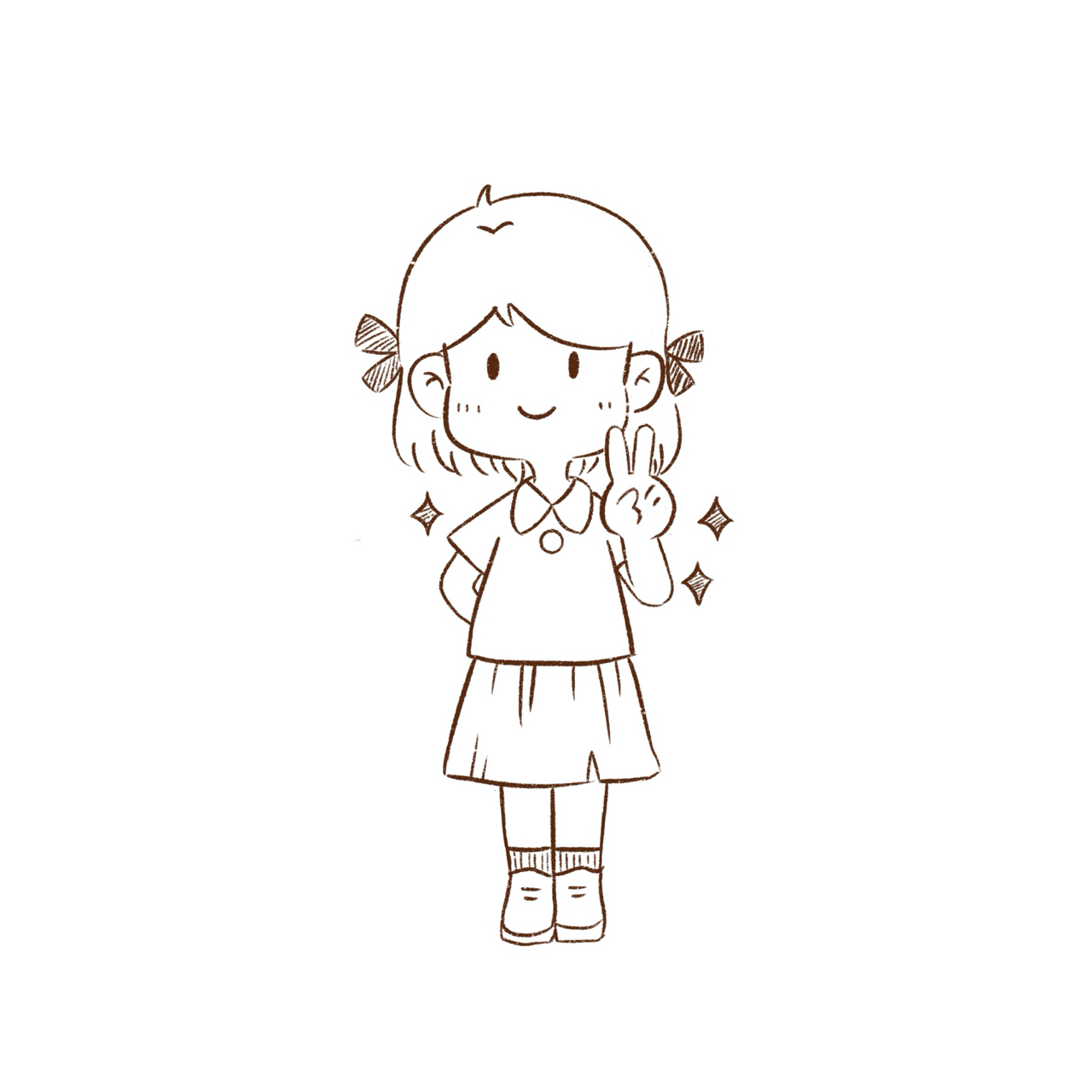 简笔画|q版人物全身练习可爱小女孩造型 - 今天也是临摹麦老师的图