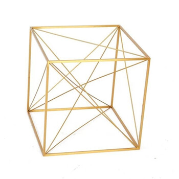 简约现铁艺正方形中式方形框架 创意摆件艺几何摆件软装装饰品 黑色