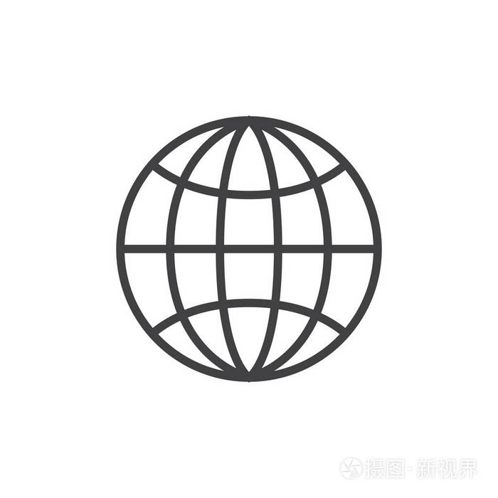 地球线图标轮廓矢量符号线性风格象形文字隔离在白色上.