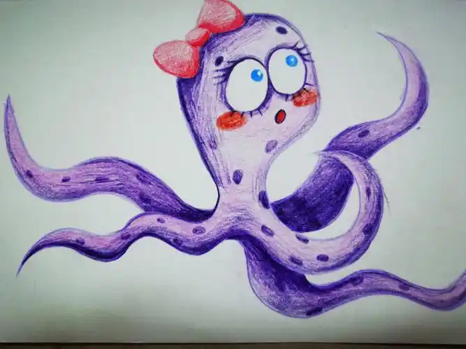 创意美术画画动漫绘画插画彩铅画章鱼