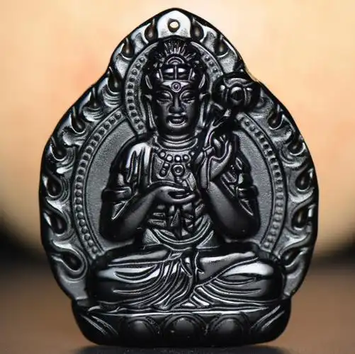 属马 大势至菩萨 火焰款冰种黑曜石本命佛十二生肖八大守护神