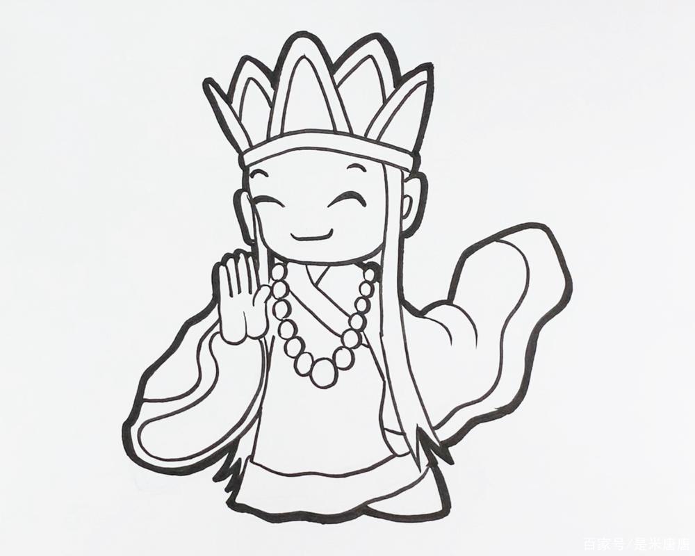 q版简笔画西游记唐僧唐玄奘简笔画画画步骤简单易画