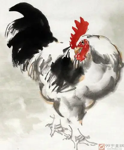 公鸡国画 - 雄鸡图 - 99字画网