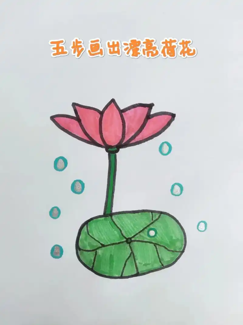 五步学会画荷花@dou 小助手 #上热门 #简笔画  - 抖音