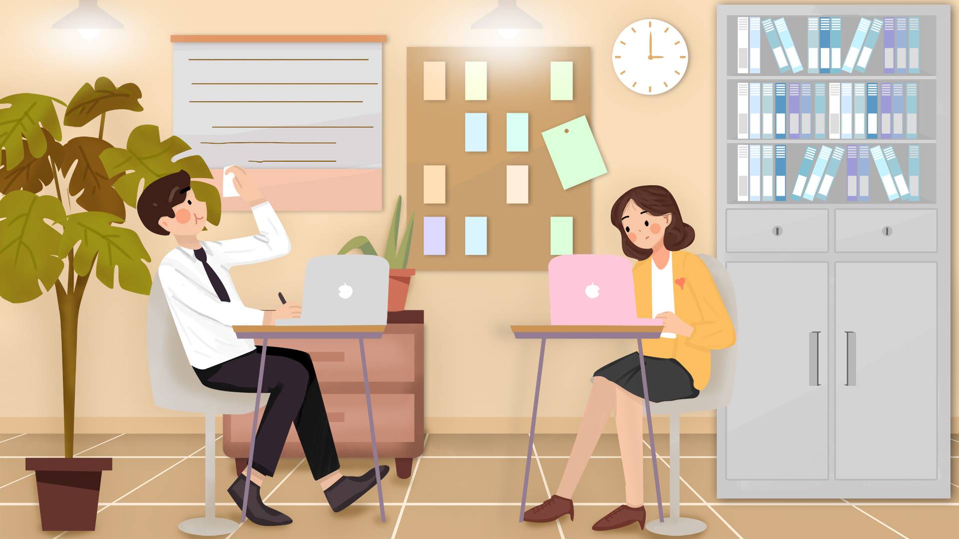 人办公室书桌ppt背景图