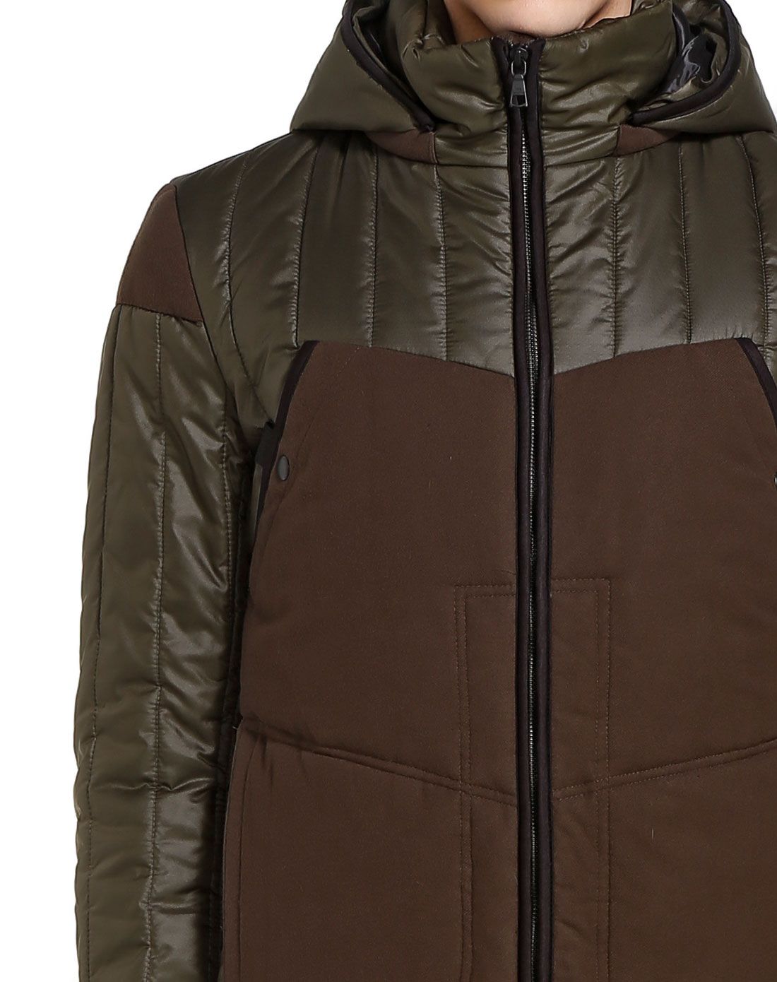 深军绿色时尚百搭连帽长袖棉服