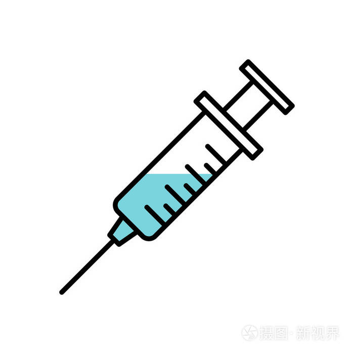 注射器图标孤立在白色背景上