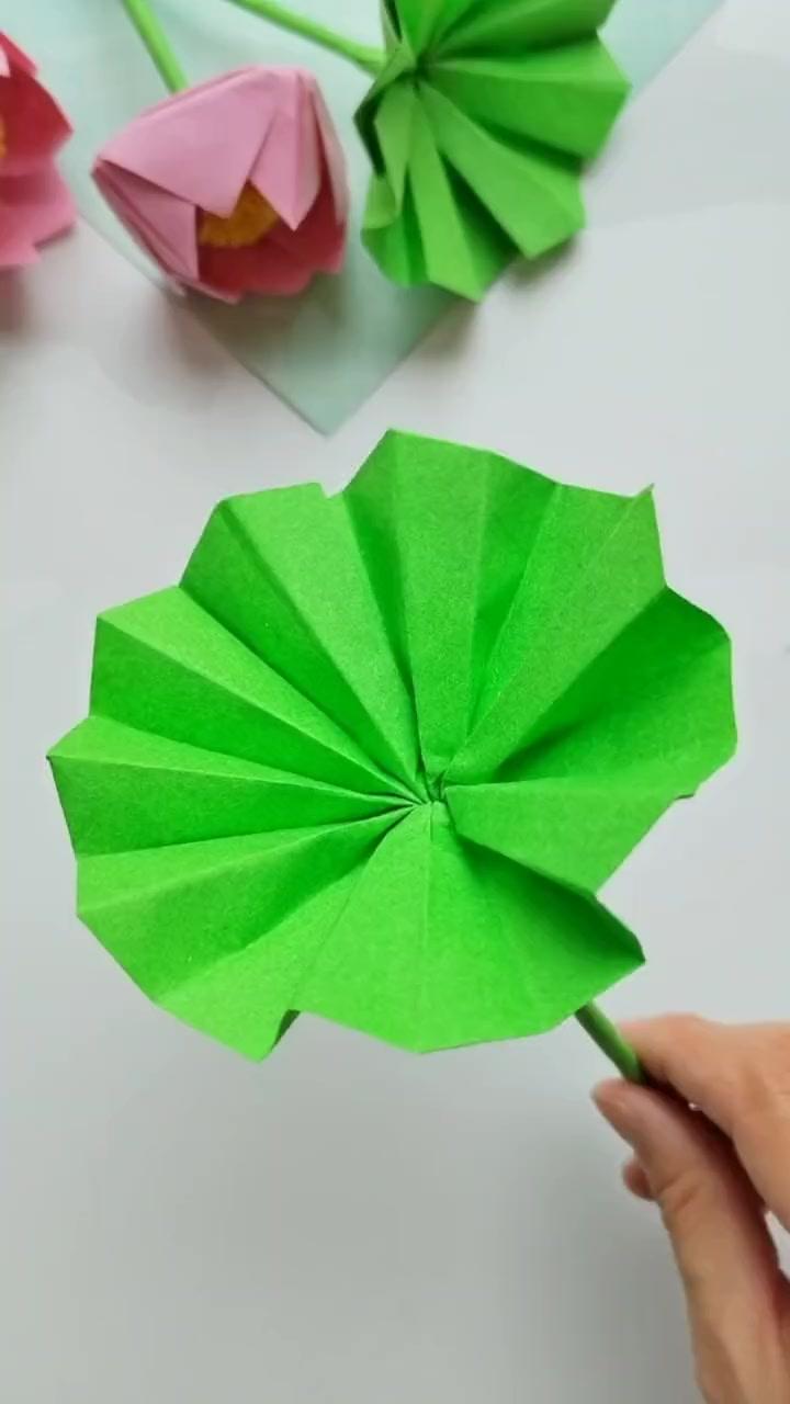 手工折纸 折纸教程 荷叶教程