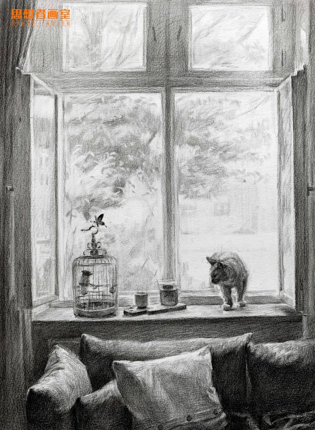 丨 今晚19:00,场景素描示范--王亚忱老师,直播间不见不散!