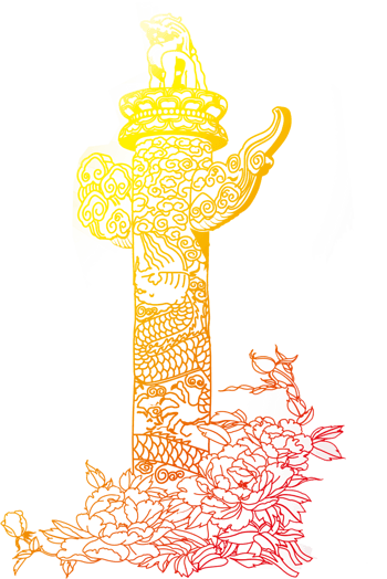 线稿华表中华柱两会建党节国庆节