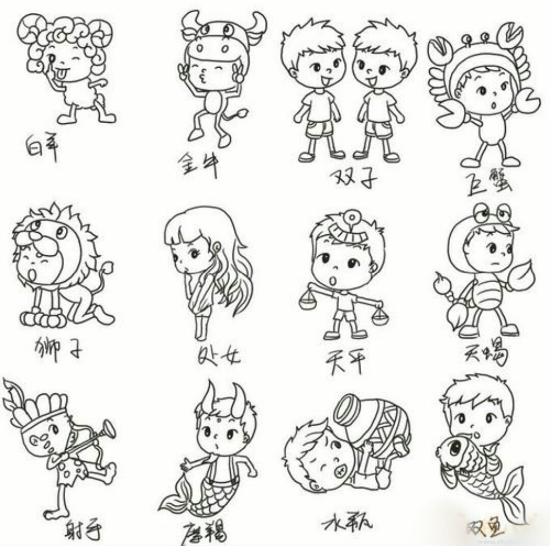 处女座主题画,十二星座简单画法,12星座怎么画