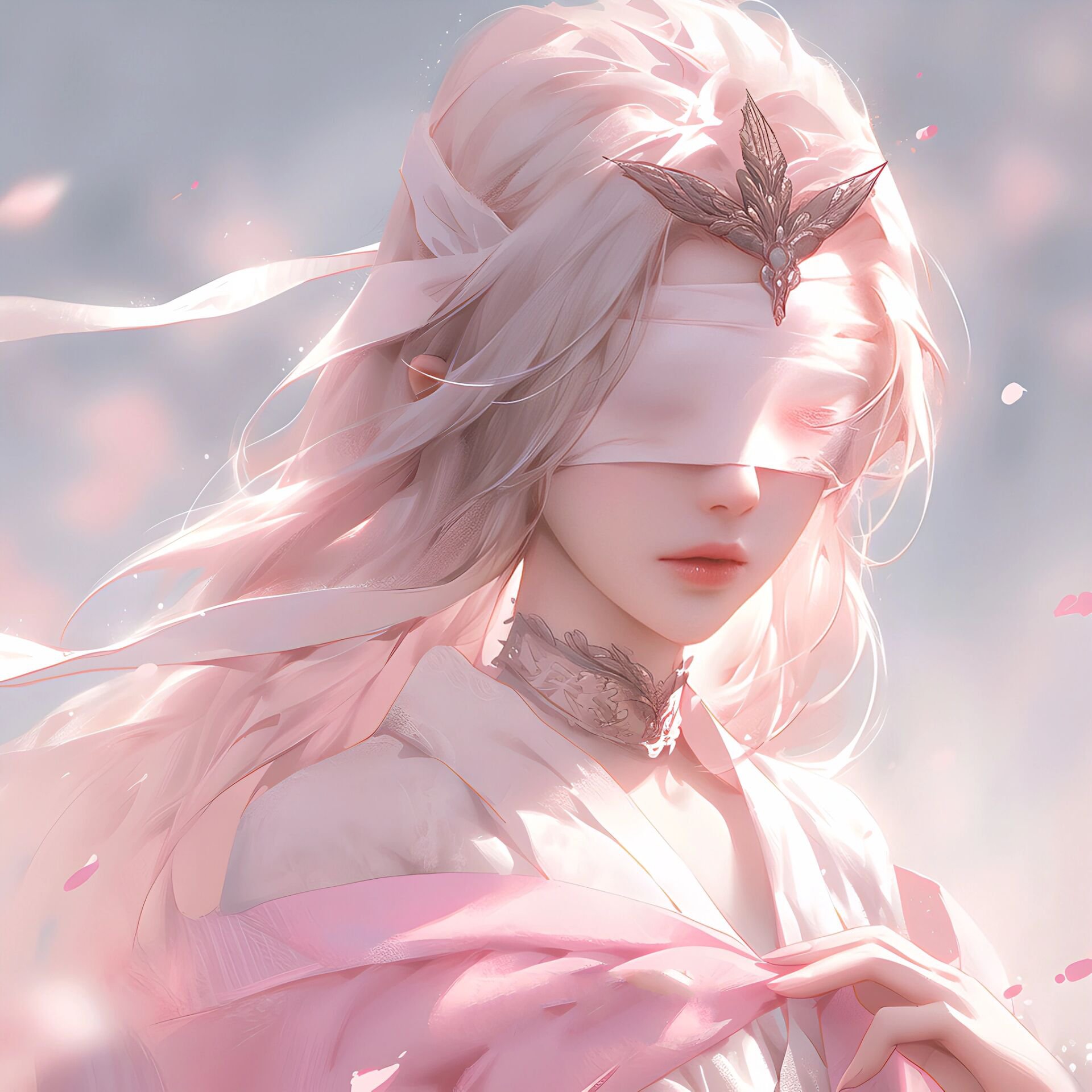 蒙眼小姐姐,粉色系一战封神!▏女生头像