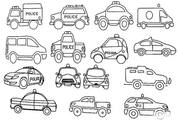 警车简笔画图片大全儿童幼儿画警车简笔画步骤图