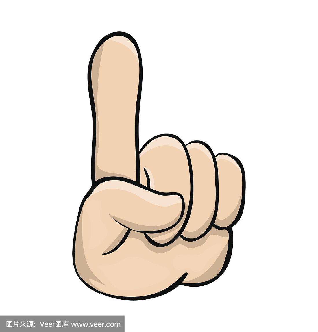 手指针,手指向上的卡通矢量符号图标设计.美丽的插图孤立在白色的背景