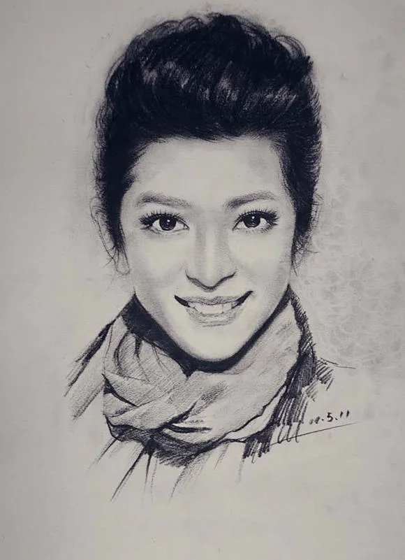 咱给画了幅李冰冰的画像_素描吧_百度贴吧