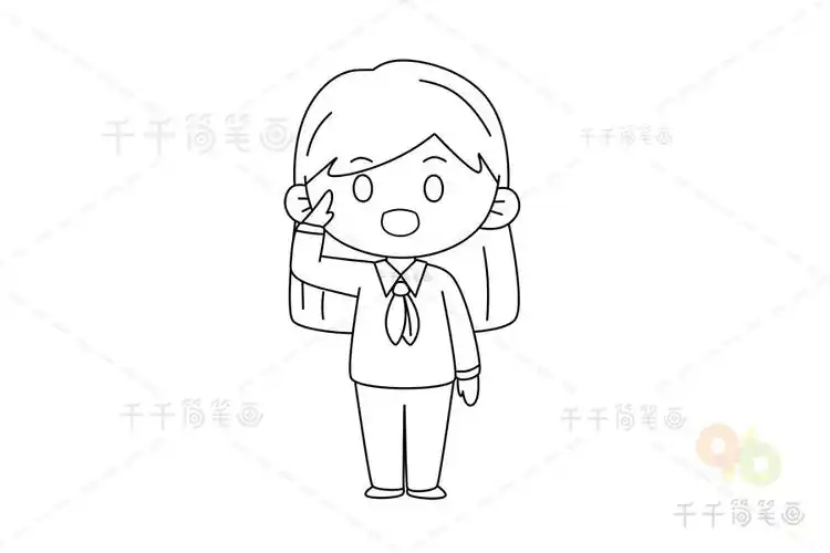 敬礼的少先队员简笔画_其他人物简笔画
