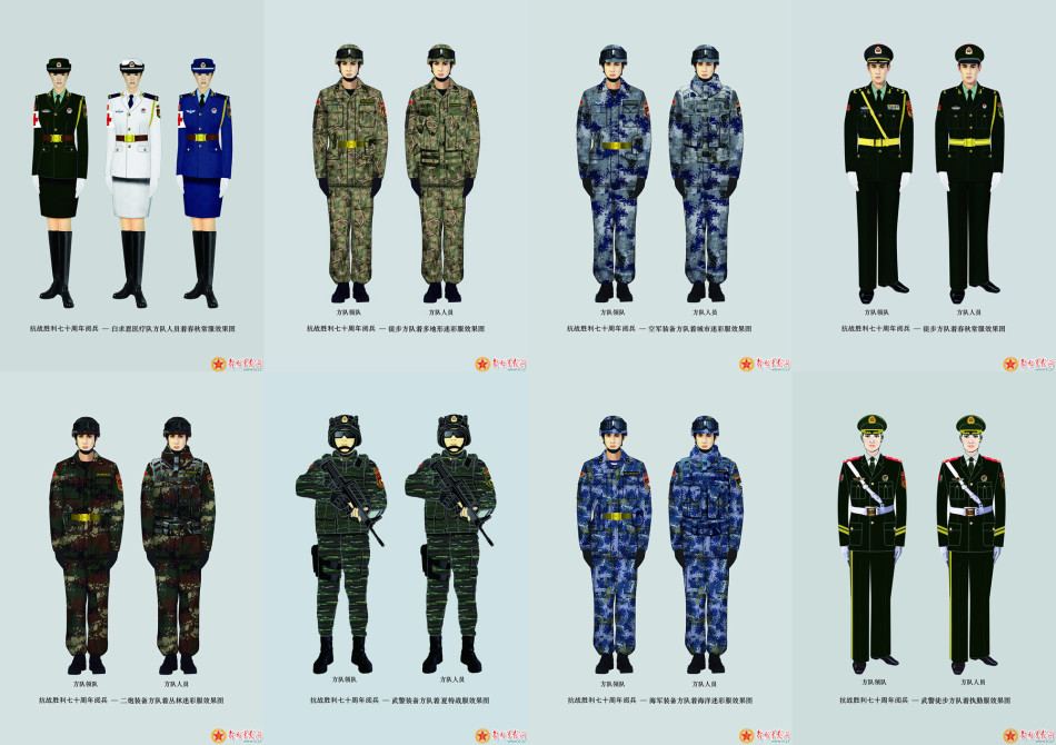 大阅兵军服设计图样曝光 多地形迷彩好看神奇