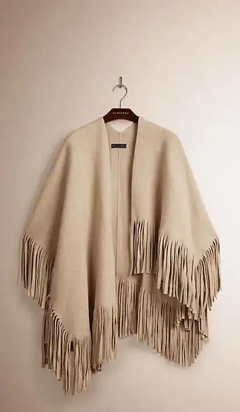 burberry博柏利女装流苏羊绒毛毡披肩39960341