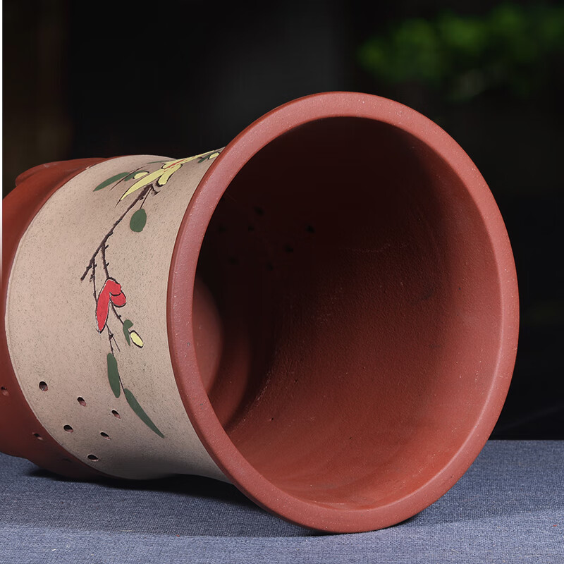 宜兴紫砂兰花盆兰花专用花盆厂家直销种树大口径陶瓷花盆手绘灰色大号