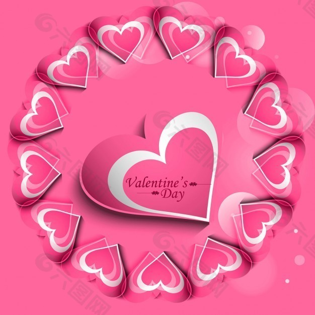 闪亮的爱情背景与粉红色的心