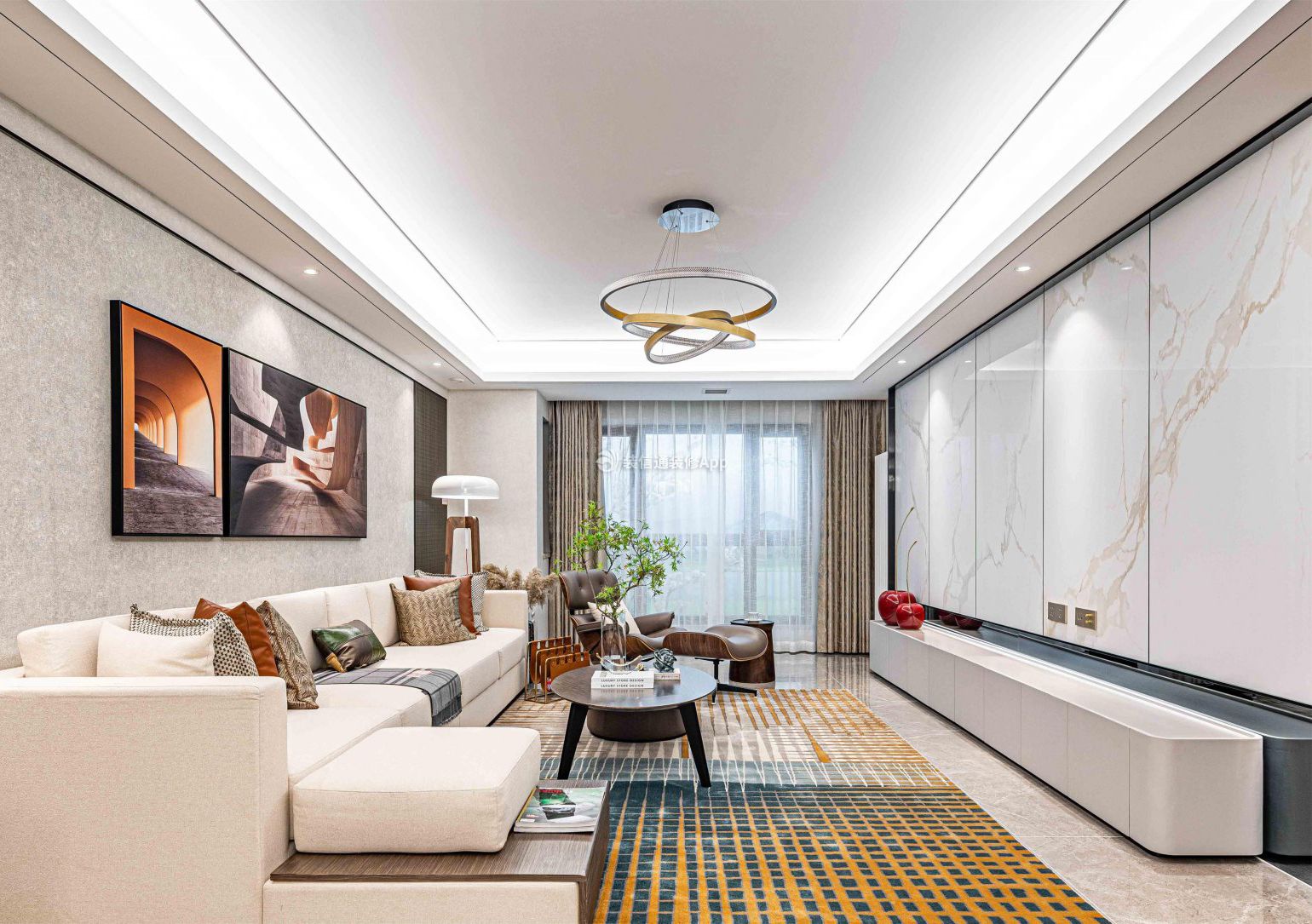 现代风格样板房客厅装修设计图_装信通网效果图