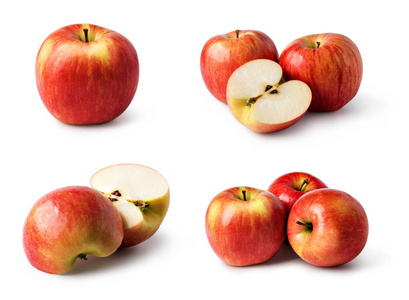 白色背景的苹果水果组照片