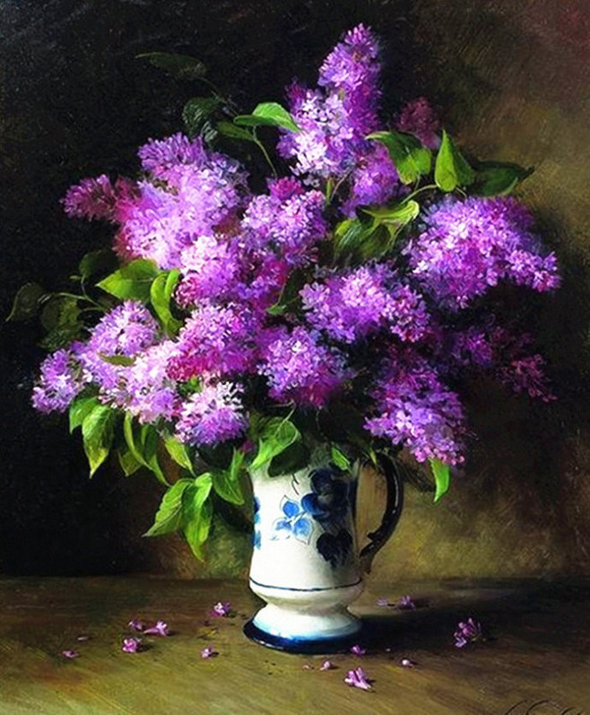 俄罗斯画家 serguei toutounov 花卉静物油画