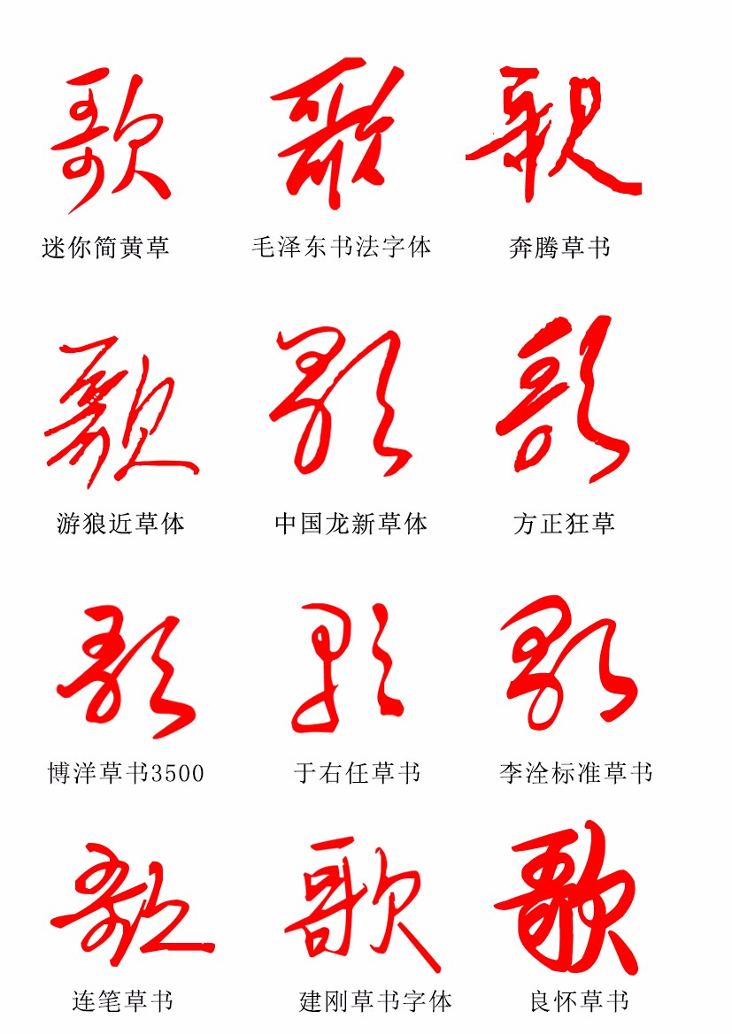 具体还有其他一些草书字体,可以到网上搜索字体转换器,自动生成多种