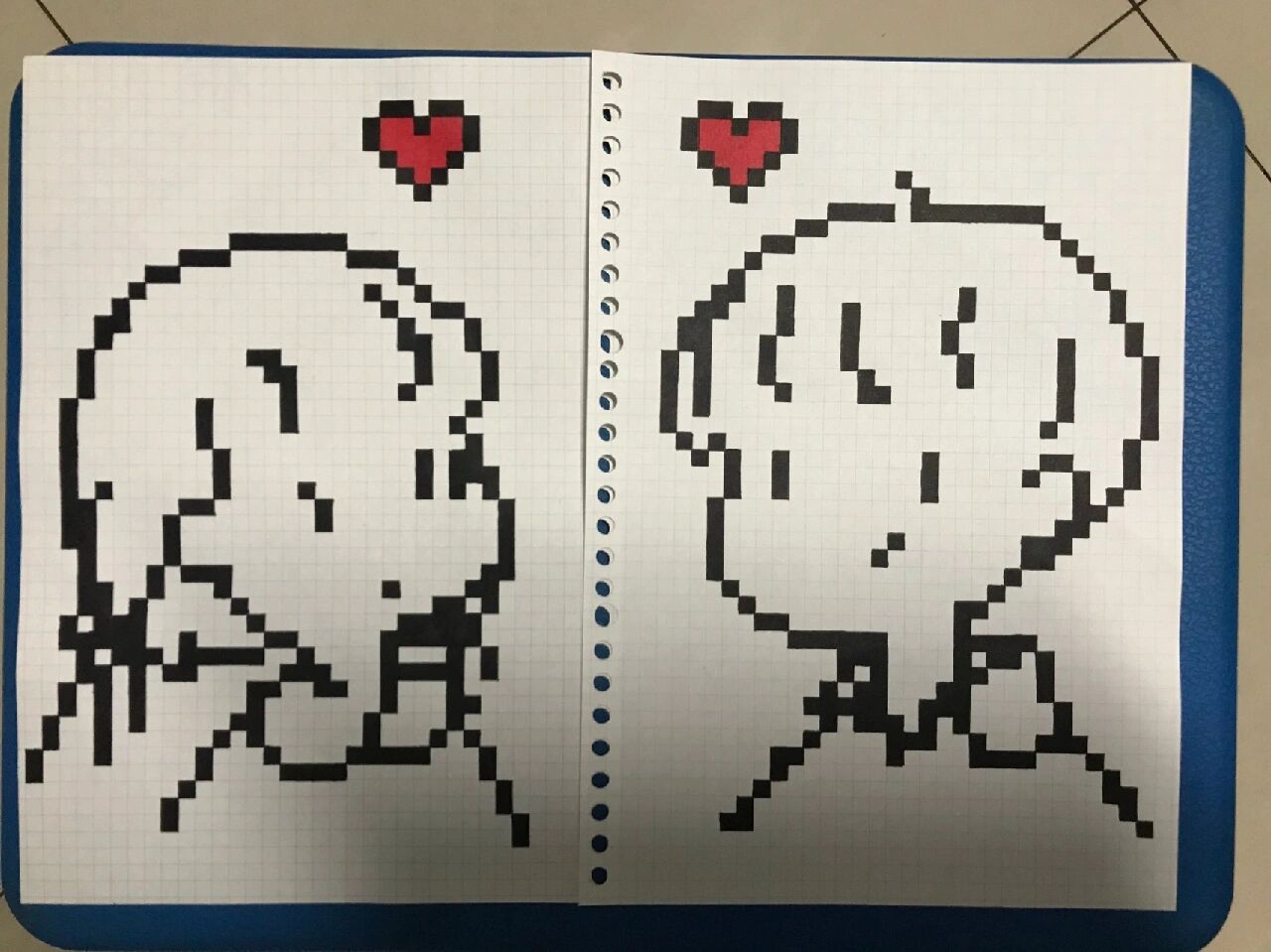 像素画打卡【26】91情侣篇第二弹92 像素画临摹b5网格本120,11号