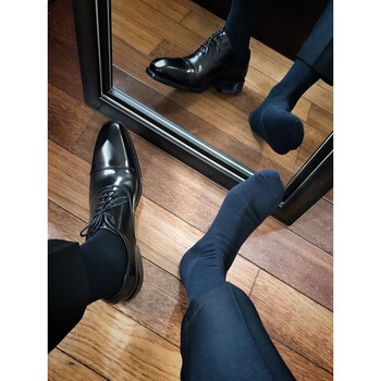 西装袜皮鞋袜子男5双白领上班族商务日本正装男士中长筒黑袜黑色均码