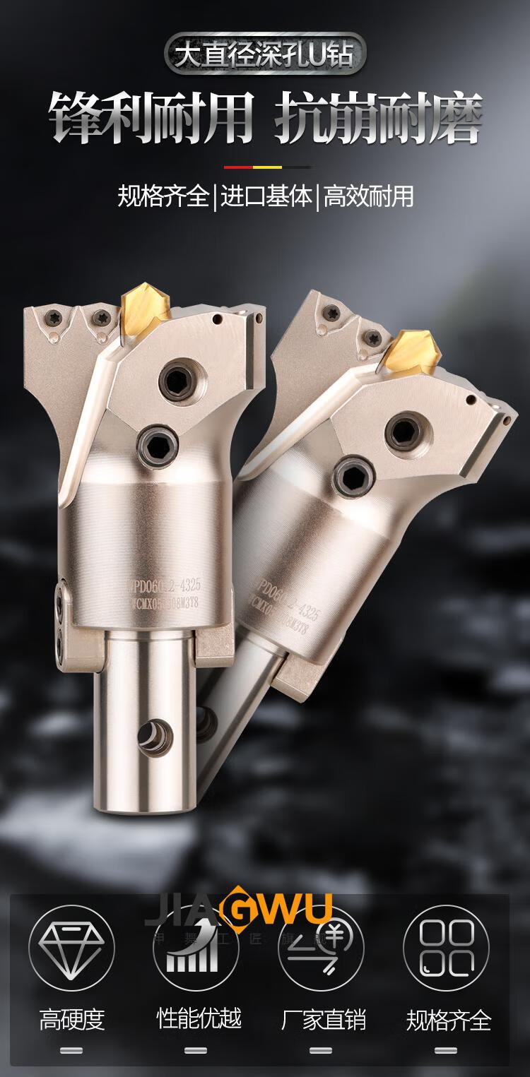 带定心u钻深孔钻头vmd大直径u钻暴力钻可转位大钻头45深孔钻可调vmd