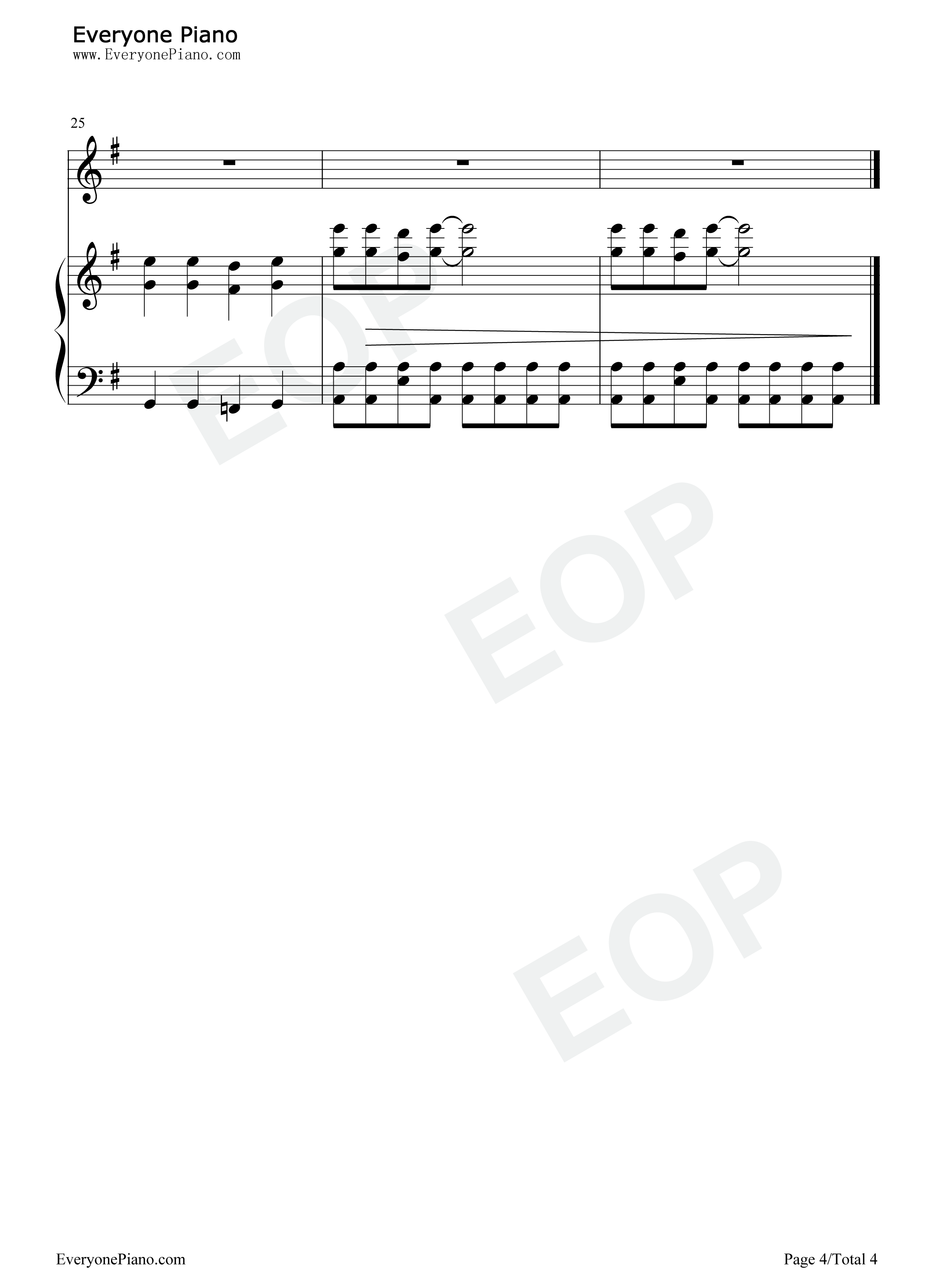 好汉歌-水浒传主题曲五线谱预览4-钢琴谱文件(五线谱,双手简谱,数字谱