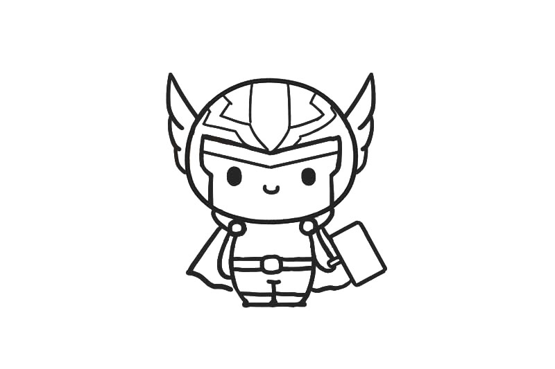 复联雷神简笔画画法步骤