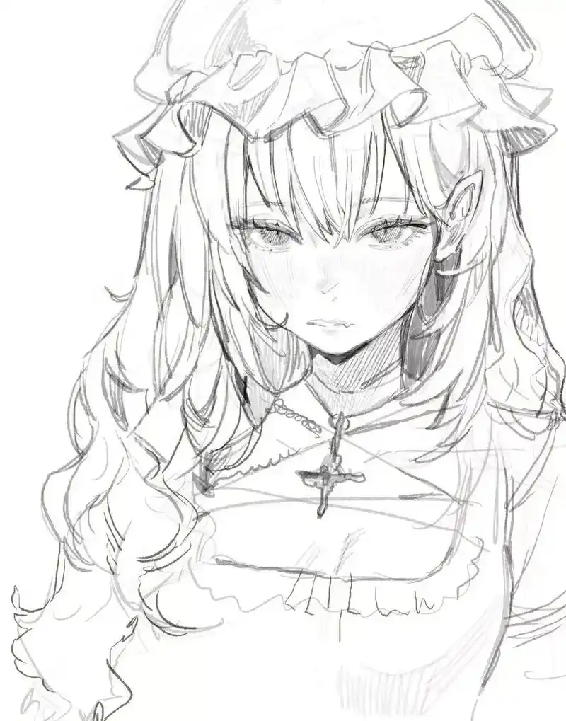 漫画少女人物线稿绘画参考#线稿 #ipad绘画 #板绘 #p - 抖音