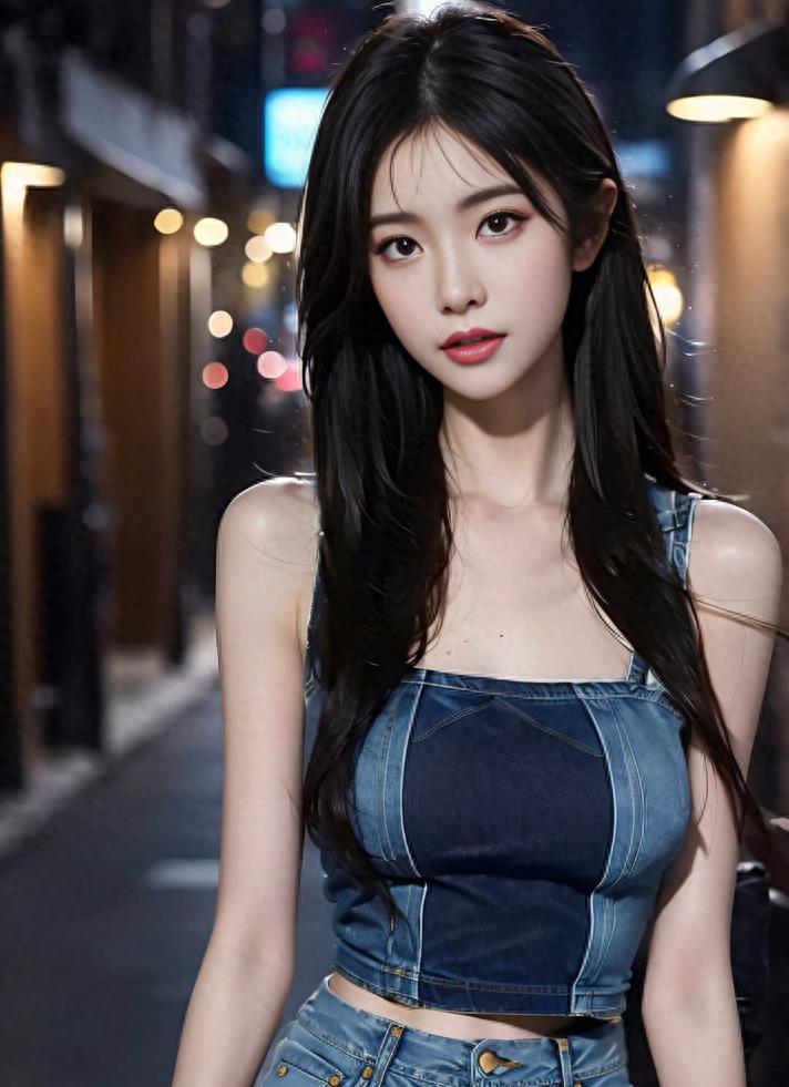 高清美女壁纸,柔美漂亮的小姐姐牛仔衣展示_照片_好身材_长发