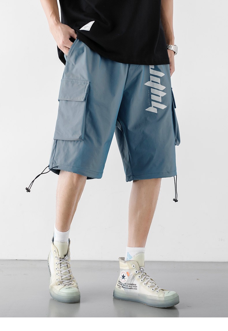 赖哆哆 工装短裤男2020夏季新款宽松五分裤男士时尚休闲多口袋中裤速