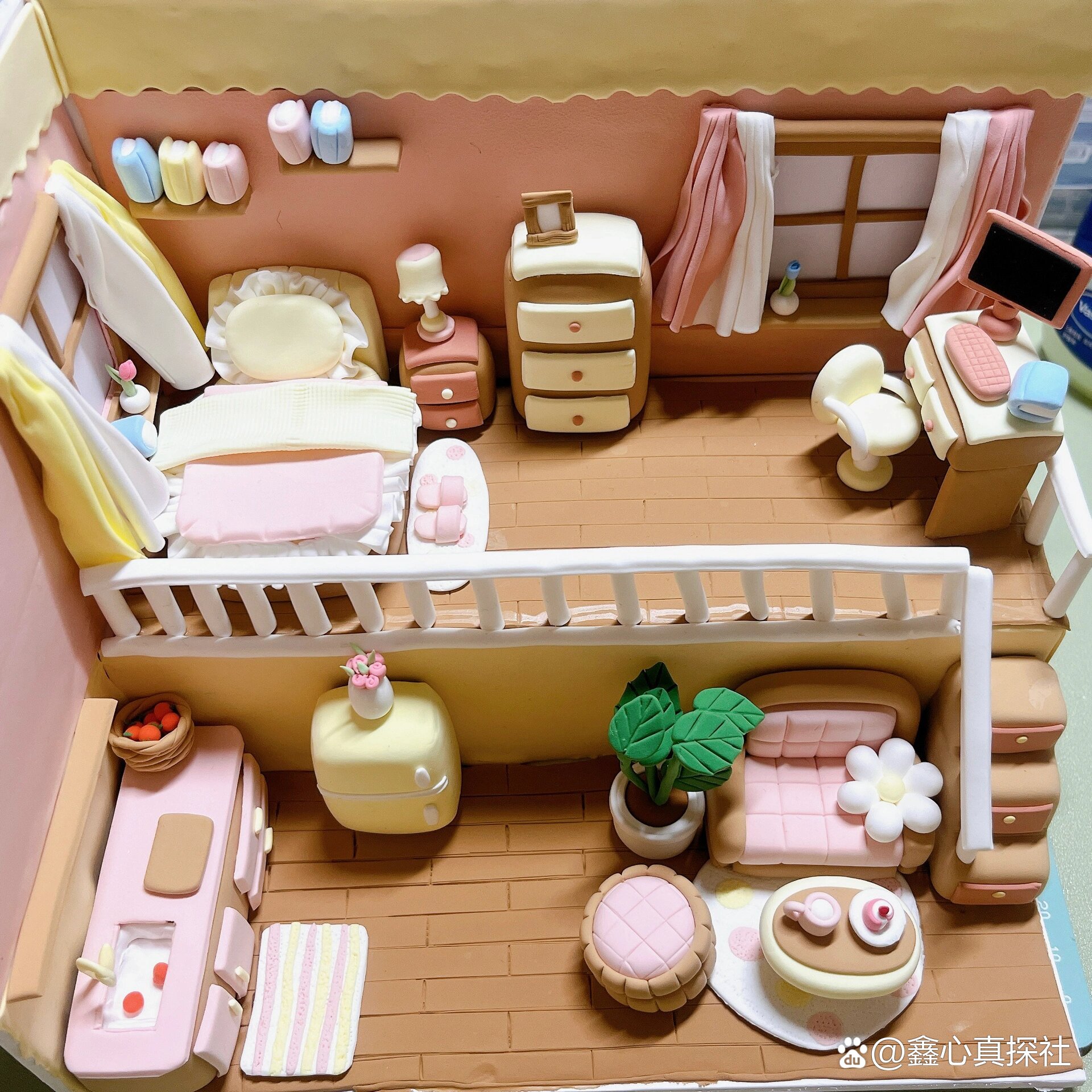 超轻粘土小场景 女儿要求做的小房子,还有好多细节老母亲不耐烦做啦