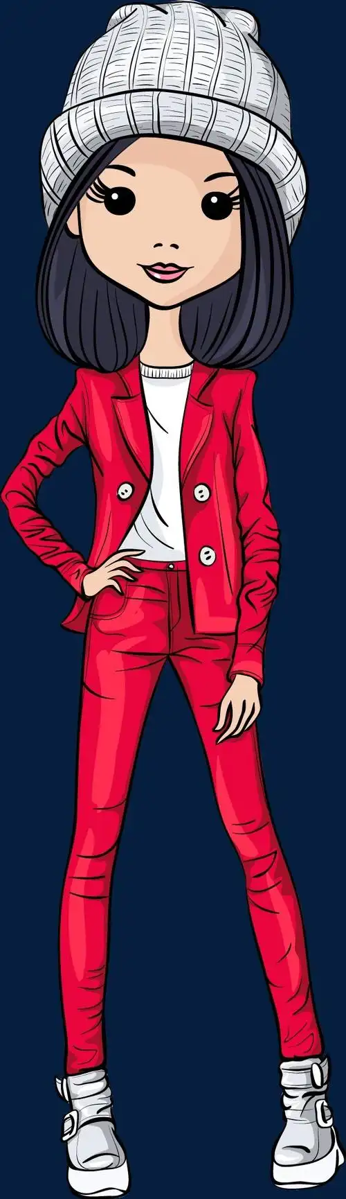 女性插画人物矢量素材-卡通手绘免抠素材-社稷网免抠元素素材图片