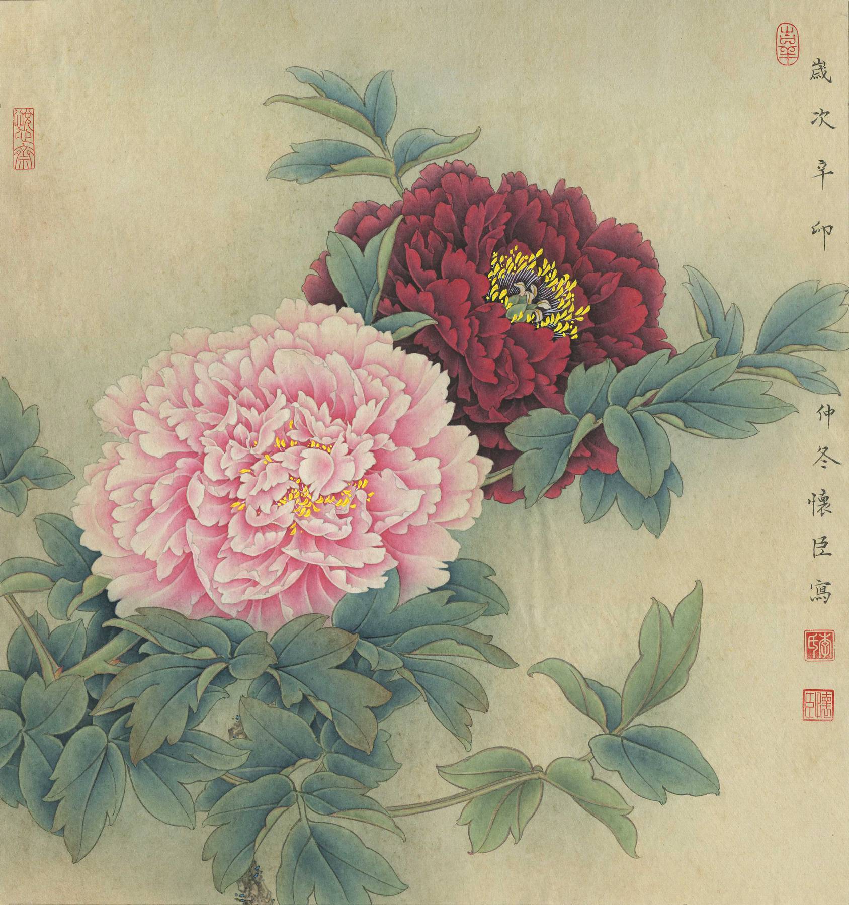 [国画高清大图]0006李怀臣工笔画牡丹高清图jpg-《二乔》_4832x5152px