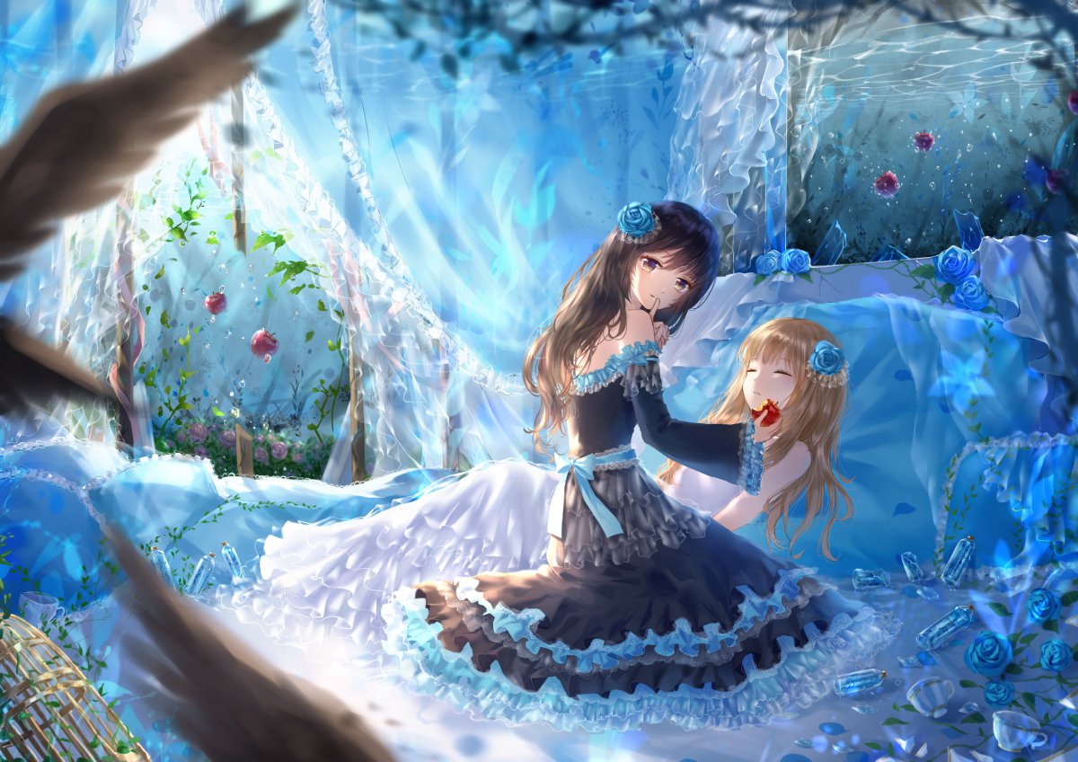 女孩子 百合 蔷薇 少女 苹果 4k动漫图片,4k高清动漫图片,娟娟壁纸