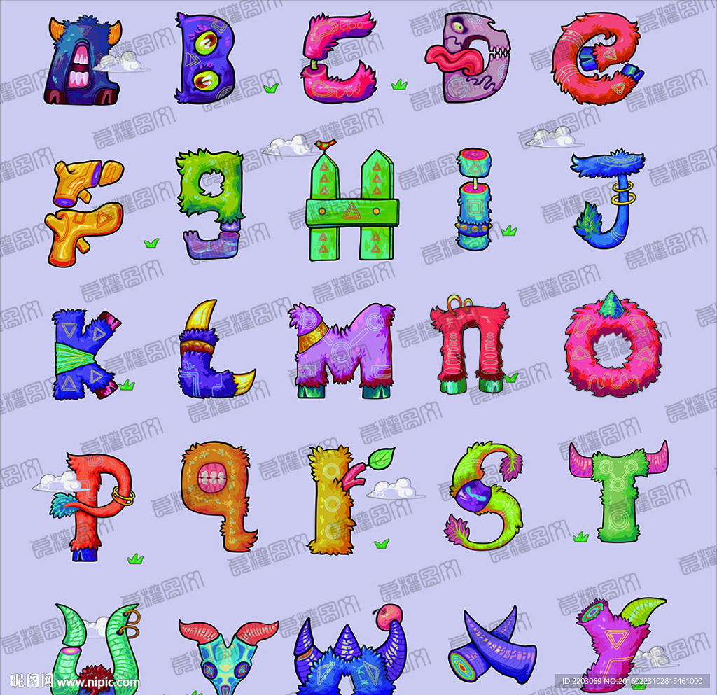 26个英文字母矢量素材图片