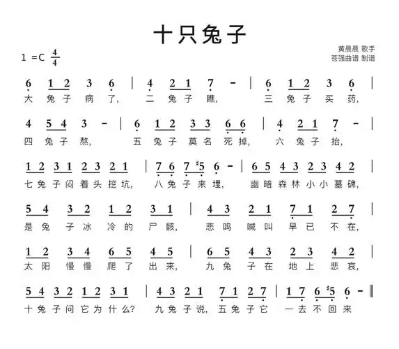 十只兔子简谱第1页