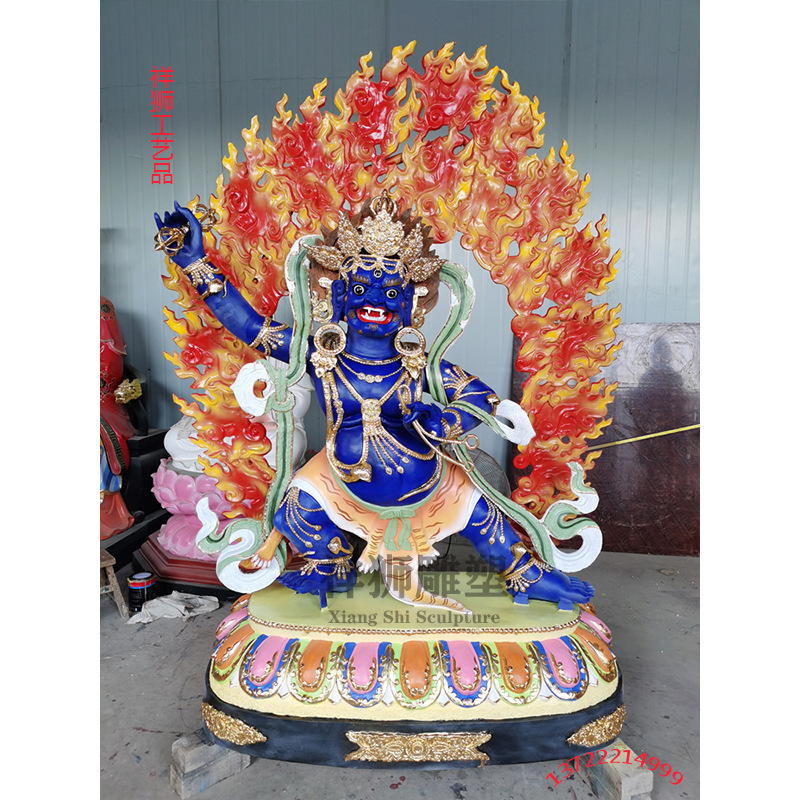 祥狮纯铜金刚手佛像摆件大势至菩萨忿怒化身大力金刚手佛像工艺品