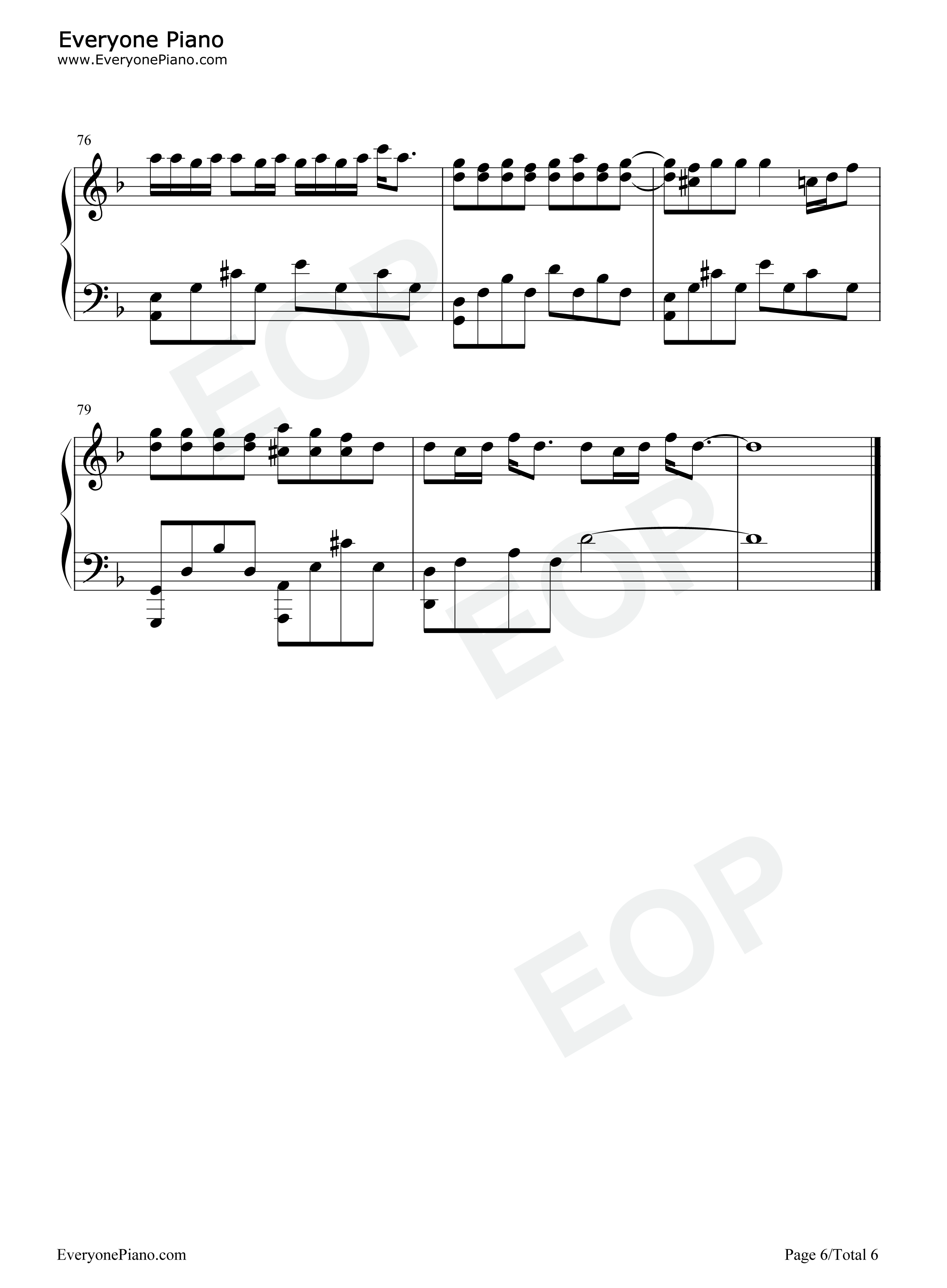 以父之名-完整版五线谱预览6-钢琴谱文件(五线谱,双手简谱,数字谱