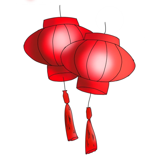 一支大红色洋牡丹与花苞