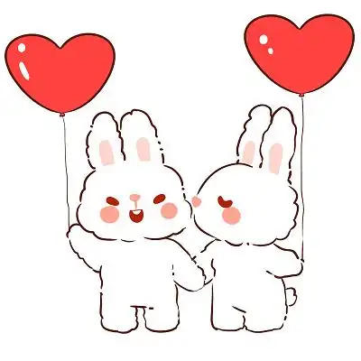可爱情侣兔子亲吻卡通人物情人节情侣png素材情人节情人浪漫动物