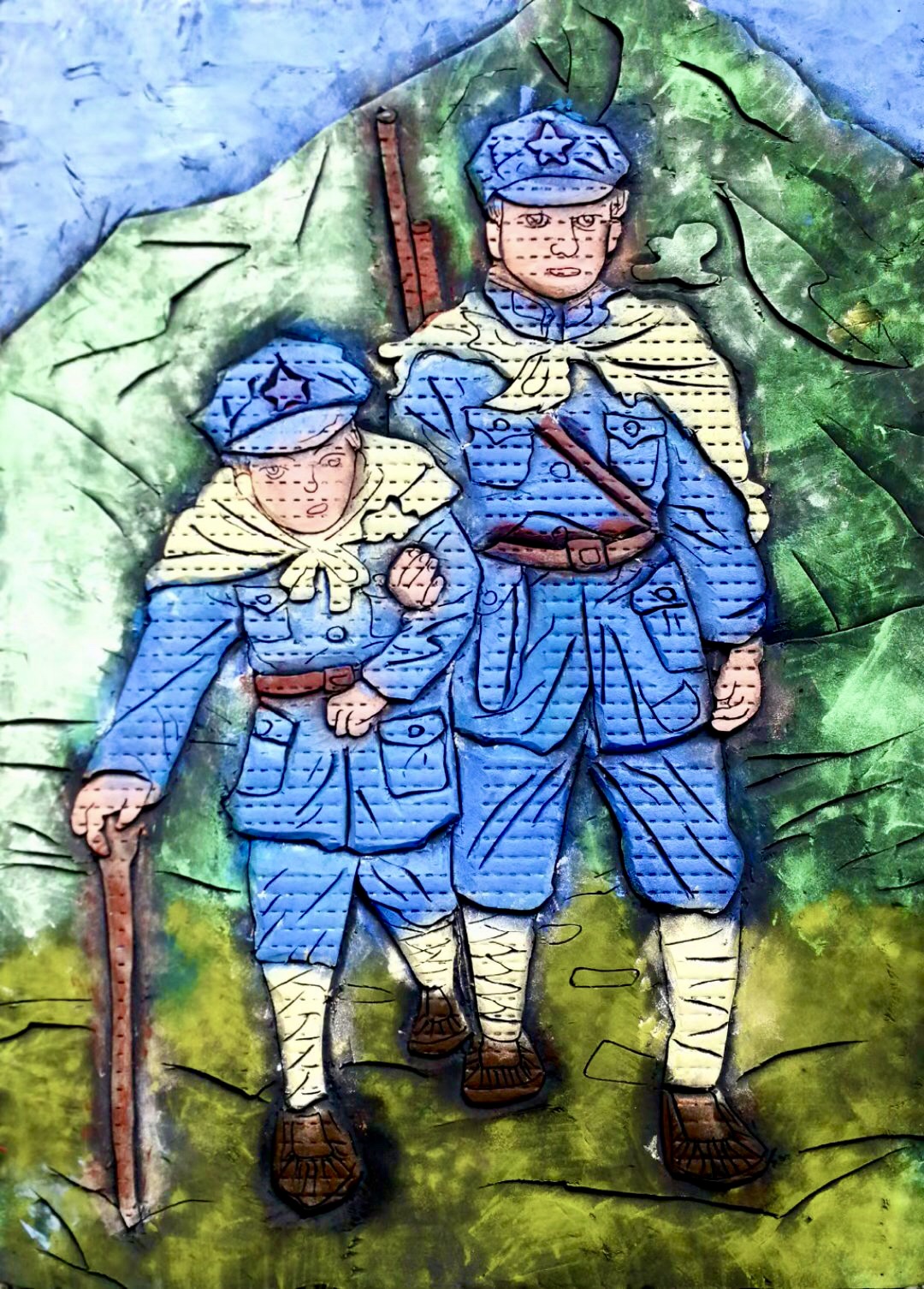 创作出一幅幅以飞夺泸定桥,吴起镇会议,会宁会师,红军过草地等革命