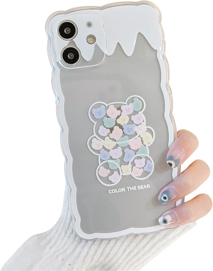 ownest 兼容 iphone 11 手机壳,可爱的熊花图案防震保护手机壳 tpu